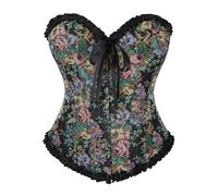 Genérico Corset Negro Mujer, Sexy Encaje Satén Corsé Atractivo Adelgazar Shapewear Lencería Vintage Vestir Ballet Clasico Brocado Vientre Plano Dieta Halloween Carnava Cosplay Fiesta Outfit
