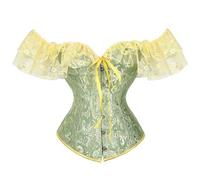 Genérico Corset Negro Mujer, Sexy Encaje Satén Corset Reductor Cinturón Abdomen Faja Lencería Vintage Vestir Goth, Patrón De Bordado Vientre Plano Dieta Halloween Carnava Cosplay Fiesta Outfit