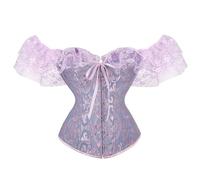 Genérico Corset Negro Mujer, Sexy Encaje Satén Corset Reductor Cinturón Abdomen Faja Lencería Vintage Vestir Goth, Patrón De Bordado Vientre Plano Dieta Halloween Carnava Cosplay Fiesta Outfit