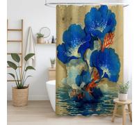 Genérico Cortina de Ducha 180 x 200 cm, 1 Pieza, Microfibra Suave, Impermeable y Antimoho, Lavable, para Baño o Bañera, con Ojales y Ganchos, Azul, Abstracto Océano Arrecife De Coral