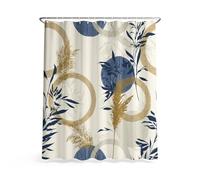 Genérico Cortina de Ducha Resistente al Agua y al Moho, de Tela Microfibra, con Ojales y Ganchos, Lavable a máquina, Beige Rama De Olivo Anillo 180 cm x 182 cm 1 Pieza