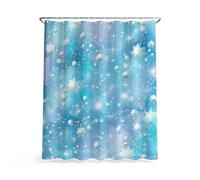 Genérico Cortina de Ducha Resistente al Agua y al Moho, de Tela Microfibra, con Ojales y Ganchos, Lavable a máquina, Azul Brillante Estrella Perla 180 cm x 183 cm 1 Pieza