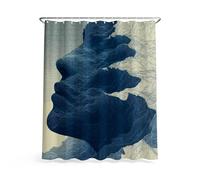 Genérico Cortina de Ducha Resistente al Agua y al Moho, de Tela Microfibra, con Ojales y Ganchos, Lavable a máquina, Azul Marino Suave Línea De Contorno 180 cm x 181 cm 1 Pieza