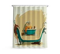 Genérico Cortina de Ducha Resistente al Agua y al Moho, de Tela Microfibra, con Ojales y Ganchos, Lavable a máquina, Beige Dibujo Animado Bañera Nutria 183 cm x 189 cm 1 Pieza