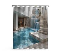 Genérico Cortina de Ducha Resistente al Agua y al Moho, de Tela Microfibra, con Ojales y Ganchos, Lavable a máquina, Gris Luz del Sol Cinta De Agua Escalón 183 cm x 184 cm 1 Pieza