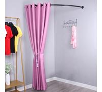Genérico Cortina esquinera para vestidor con Barras Negras, vestidor portátil en Forma de C para Tienda de Ropa, Dormitorio Juvenil, Divisor de ambientes versátil para Colgar en la Pared (C