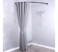 Genérico Cortina esquinera para vestidor con Barras Negras, vestidor portátil en Forma de C para Tienda de Ropa, Dormitorio Juvenil, Divisor de ambientes versátil para Colgar en la Pared (C