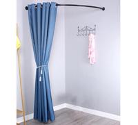 Genérico Cortina esquinera para vestidor con Barras Negras, vestidor portátil en Forma de C para Tienda de Ropa, Dormitorio Juvenil, Divisor de ambientes versátil para Colgar en la Pared (C