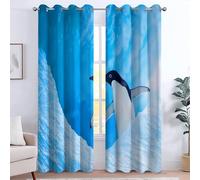 Genérico Cortina Opacas - Azul Moderno Animales Antártida Pingüinos - Impresión 3D Aislantes de Frío y Calor Cortinas para Salón Dormitorio Niño Cortinas térmica 75 x 166 cm, 2 Paneles