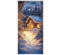 Genérico Cortina para Puerta Navideña con Santa Claus y Árbol, Decoración Exterior e Interior para Puerta, Casa y Jardín, Fácil Instalación, 90x200 cm, (C)