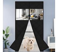 Genérico Cortina Termica Puerta Magnética De Invierno W 70-180cm, Cortina Aislante para Puertas con Ventana, Cortina De Algodón para Balcón Sala Estar Puertas Correderas(Negro,155x195cm)