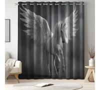 Genérico Cortinas 2 Piezas 140 x 180 CM Fantasía Animales Caballo Cortinas de la Ventana Cortina de Sombreado con Ojales Cortina Acustica Modernas para el Salon y el Dormitorio Gris