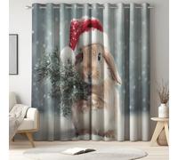 Genérico Cortinas 2 Piezas 140 x 180 CM Lindo Animales Conejo Cortinas de la Ventana Cortina de Sombreado con Ojales Cortina Acustica Modernas para el Salon y el Dormitorio Gris