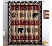 Genérico Cortinas Aislantes Termicas Nativo Americano Piña Oso 2 Piezas con Ojales, 3D Patrón Cortinas Opacas para Habitacion Y Dormitorio Sala De Estar Infantil Decoración 75 x 166 cm