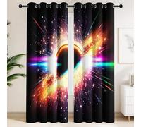 Genérico Cortinas Blackout para Habitación Niños, Agujero Negro Dinámico Brillo, Negro, Ilustración, Cortina Microfibra Suave Térmicas con Ojales para Salón Dormitorio 140 x 260 cm, 2 Piezas