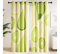 Genérico Cortinas con Estampado Rodaja de Pera, rodaja de Kiwi, Planta | Cortinas de Ventana Opacas y Térmicas - Juego de 2 Piezas Minimalismo escandinavo para Comedor Moderno