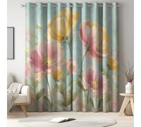 Genérico Cortinas de Dibujos Animados de 140 An x 260 Al cm 2 Paneles, Azul Claro Colgando Ventana Acuarela Flores Cielo, diversión decoración para Dormitorio Infantil y Sala de Estar