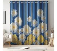 Genérico Cortinas de Dibujos Animados de 140 An x 260 Al cm 2 Paneles, Azul Colgando Ventana Margarita Acuarela Cielo, diversión decoración para Dormitorio Infantil y Sala de Estar