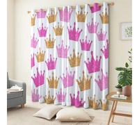 Genérico Cortinas de Ventana con Estampado de Elegante Lujoso Corona Moderno, 2 Piezas Rosa Perla Cortina Opacas con Ojales para Sala de Estar y Dormitorio - 70 x 160 cm (An x Al)