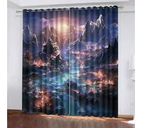 Genérico Cortinas Opacas 2 Piezas W120 x H140 cm 3D China Paisaje Arquitectura Patrón Opaco Termica Aislante Anti Luz Frío Curtain Blackout con Ojales para Dormitorio Sala Interior Ventana Decorar