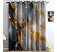 Genérico Cortinas Opacas Abstracto Mármol 2 Piezas, 3D Impresión Digital Pintura En Tinta Texturacortinas Modernas Salon Reducción Ruido Sombreado 100% 75 An X 166 Al Cm - Niños Hogar Decoradas Gris