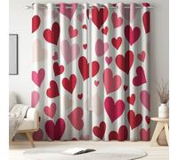 Genérico Cortinas Opacas Blackout 117An x 137Al cm (2 Paneles), Térmicas y Anti-UV, Aislantes Acústicas (Reducción de Ruido), Nórdico Patrón Corazón Amor, para Dormitorio, Salón u Oficina, Rojo
