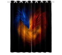 Genérico Cortinas Opacas con Respaldo Negro 70 An x 160 Al cm, 2 Piezas, Cortinas Negro Decoracion Dormitorio Cortinajes de poliéster con Estampado de Fantasía Minimalismo Animal Dragón