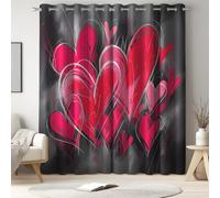 Genérico Cortinas Opacas Cool Hermoso Corazón Insonorizada Cortinas Que Oscurecen la Habitación Transpirable Juego De 2 para Dormitorio Sin Arrugas Cortina para Salon de 140 x 250 CM Rosa