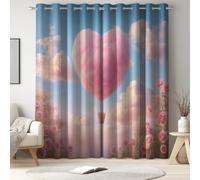 Genérico Cortinas Opacas de 140 x 200 CM - Cortinas Salon Dormitorio Insonorizada e Impermeable - Moderno Aislamiento térmico Cortina 2 Piezas con Ojales Romántico Rosa Corazón Rosa