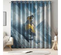 Genérico Cortinas Opacas de 140 x 230 CM - Cortinas Salon Dormitorio Insonorizada e Impermeable - Moderno Aislamiento térmico Cortina 2 Piezas con Ojales Pasión Deporte Motocicleta Azul