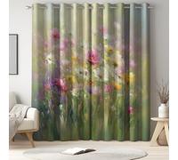 Genérico Cortinas Opacas de 140 x 230 CM - Cortinas Salon Dormitorio Insonorizada e Impermeable - Moderno Aislamiento térmico Cortina 2 Piezas con Ojales Vintage Plantas Flores Silvestres Verde