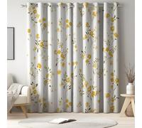 Genérico Cortinas Opacas de 140 x 250 CM - Cortinas Salon Dormitorio Insonorizada e Impermeable - Moderno Aislamiento térmico Cortina 2 Piezas con Ojales Fresco Plantas Flores Silvestres Amarillo