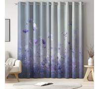 Genérico Cortinas Opacas de Pintura Pradera Cielo para Ventana, Textura Violeta Claro de Lujo decoración de Dormitorio, protección de privacidad Aislamiento térmico 117An x 137Al cm, 2 Paneles
