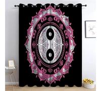 Genérico Cortinas Opacas Flores Mandalas Rosadas 168x229 cm Termicas Aislantes Frio y Calor Cortinas Salon Dormitorio 2 Piezas Cortinas 100% Blackout con Ojales Cortinas Dobles Opacas