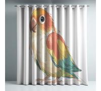 Genérico Cortinas Opacas Frio y Calor Suaves Microfibra Termicas Aislantes Blackout Acústicas con Ojales para Dormitorio Salon y Comedor Blanco Minimalista Ilustración Pájaro 132 x 240 cm 2 Piezas