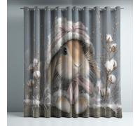 Genérico Cortinas Opacas Frio y Calor Suaves Microfibra Termicas Aislantes Blackout Acústicas con Ojales para Dormitorio Salon y Comedor Gris Copito de Nieve Bonito Conejo 140 x 170 cm 2 Piezas