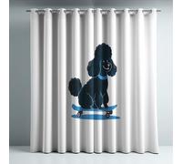 Genérico Cortinas Opacas Frio y Calor Suaves Microfibra Termicas Aislantes Blackout Acústicas con Ojales para Dormitorio Salon y Comedor Blanco Ilustración Feliz Cachorro 140 x 260 cm 2 Piezas