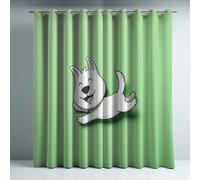 Genérico Cortinas Opacas Frio y Calor Suaves Microfibra Termicas Aislantes Blackout Acústicas con Ojales para Dormitorio Salon y Comedor Verde Cartoon Ilustración Cachorro 140 x 170 cm 2 Piezas