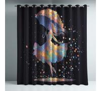 Genérico Cortinas Opacas Frio y Calor Suaves Microfibra Termicas Aislantes Blackout Acústicas con Ojales para Dormitorio Salon y Comedor Negro Ilustración Bailando Niña 140 x 240 cm 2 Piezas
