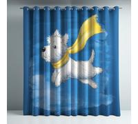 Genérico Cortinas Opacas Frio y Calor Suaves Microfibra Termicas Aislantes Blackout Acústicas con Ojales para Dormitorio Salon y Comedor Azul Ilustración Saltando Cachorro 140 x 170 cm 2 Piezas
