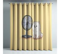 Genérico Cortinas Opacas Frio y Calor Suaves Microfibra Termicas Aislantes Blackout Acústicas con Ojales para Dormitorio Salon y Comedor Amarillo Ilustración Cachorro Ventilador 140 x 170 cm 2 Piezas