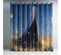 Genérico Cortinas Opacas Frio y Calor Suaves Microfibra Termicas Aislantes Blackout Acústicas con Ojales para Dormitorio Salon y Comedor Azul Ilustración Elegante Niña 132 x 240 cm 2 Piezas