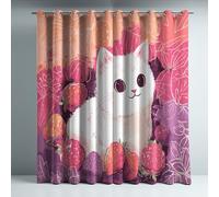 Genérico Cortinas Opacas Frio y Calor Suaves Microfibra Termicas Aislantes Blackout Acústicas con Ojales para Dormitorio Salon y Comedor Rojo Ilustración Gatito Fresa 140 x 245 cm 2 Piezas