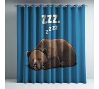 Genérico Cortinas Opacas Frio y Calor Suaves Microfibra Termicas Aislantes Blackout Acústicas con Ojales para Dormitorio Salon y Comedor Azul Ilustración Durmiendo Oso 140 x 260 cm 2 Piezas