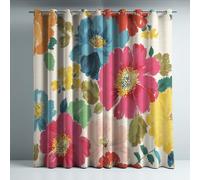 Genérico Cortinas Opacas Frio y Calor Suaves Microfibra Termicas Aislantes Blackout Acústicas con Ojales para Dormitorio Salon y Comedor Beige Ilustración Floral 140 x 245 cm 2 Piezas