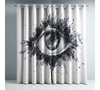 Genérico Cortinas Opacas Frio y Calor Suaves Microfibra Termicas Aislantes Blackout Acústicas con Ojales para Dormitorio Salon y Comedor Blanco Ilustración Minimalista Ojo 140 x 145 cm 2 Piezas