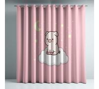 Genérico Cortinas Opacas Frio y Calor Suaves Microfibra Termicas Aislantes Blackout Acústicas con Ojales para Dormitorio Salon y Comedor Rosa Ilustración Lindo Cerdo 140 x 260 cm 2 Piezas
