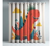 Genérico Cortinas Opacas Frio y Calor Suaves Microfibra Termicas Aislantes Blackout Acústicas con Ojales para Dormitorio Salon y Comedor Rojo Animal Ilustración Dinosaurio 132 x 240 cm 2 Piezas