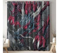 Genérico Cortinas Opacas Gaming Fantasía Dragón Insonorizada Cortinas Que Oscurecen la Habitación Transpirable Juego De 2 para Dormitorio Sin Arrugas Cortina para Salon de 200 x 260 CM Gris