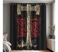 Genérico Cortinas Opacas Hacha de Batalla Vikingo, An140 x Al220 cm Cortinas Termicas Aislantes Frio y Calor Nudo Celta Mitología Nórdica, 2 Piezas con Ojales, Decoracion Habitacion